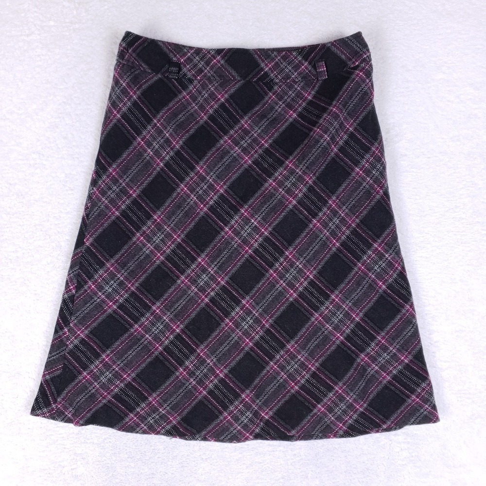 C&A‎ Canda Collection Wool Blend Plaid Skirt Gray Pink A-Line EU 42 UK 14
